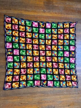 Hand Crafted Granny Square Crochet Throw Blanket